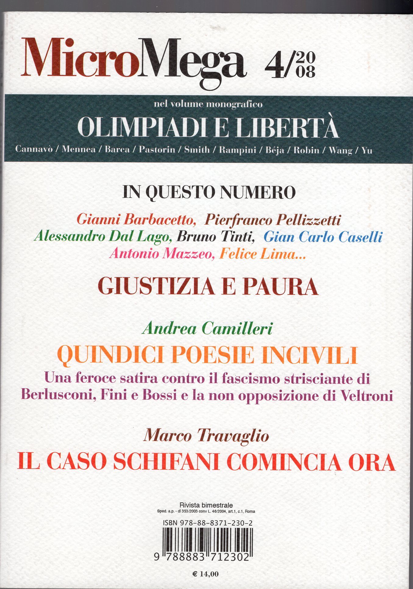 Micromega (Vol. 4) /2008 Olimpiade e libertà