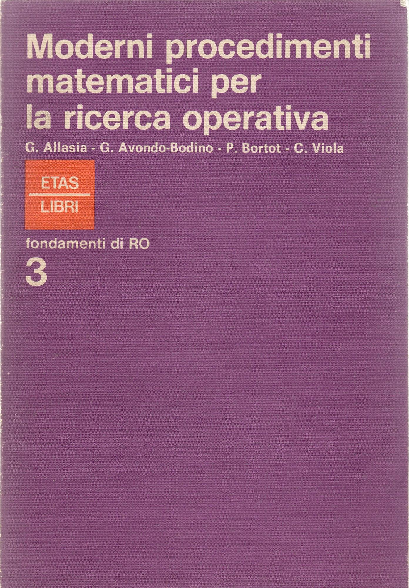 Moderni procedimenti matematici per la ricerca operativa