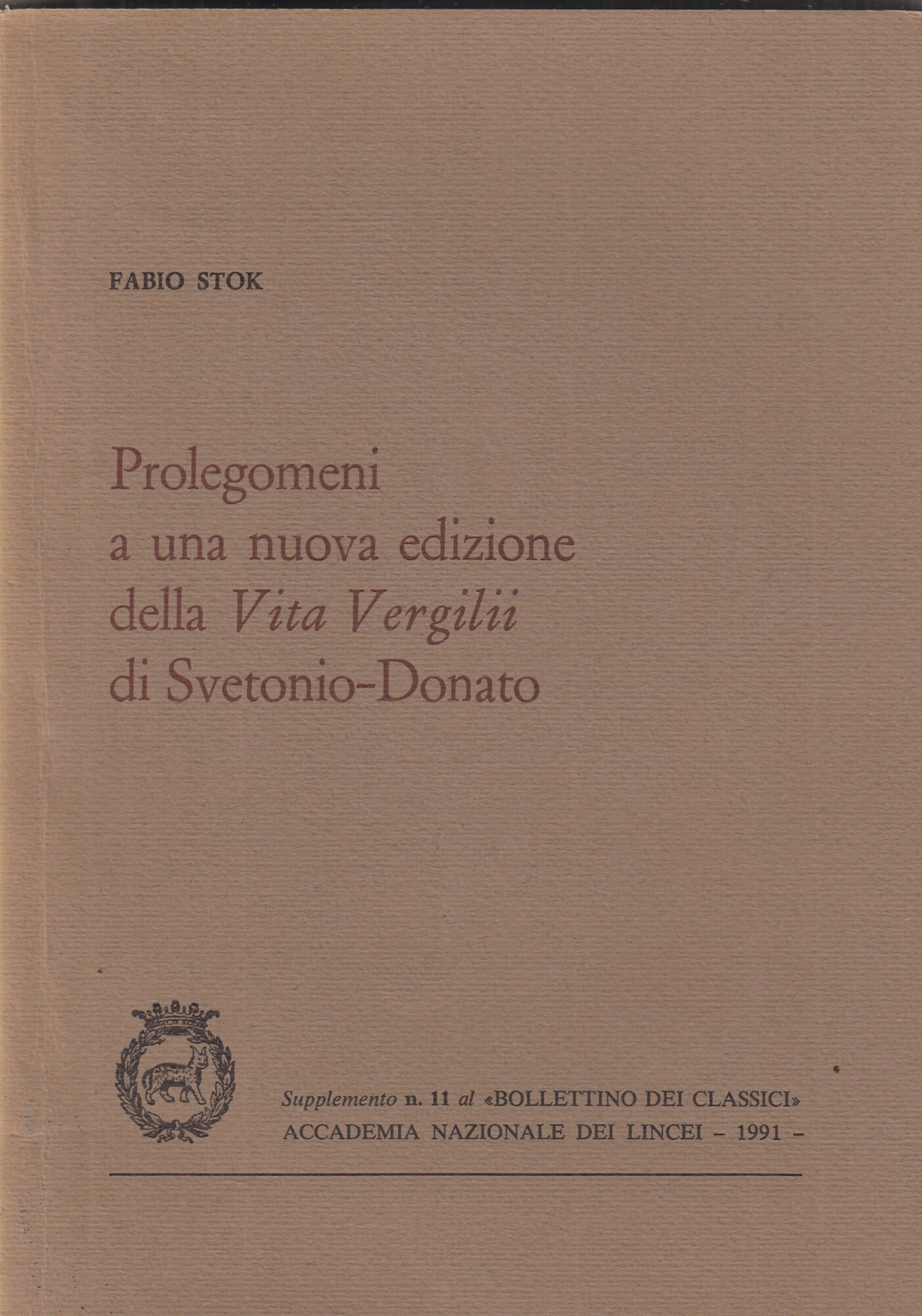 Prolegomeni a una nuova edizione della Vita Vergilii di Svetonio-Donato