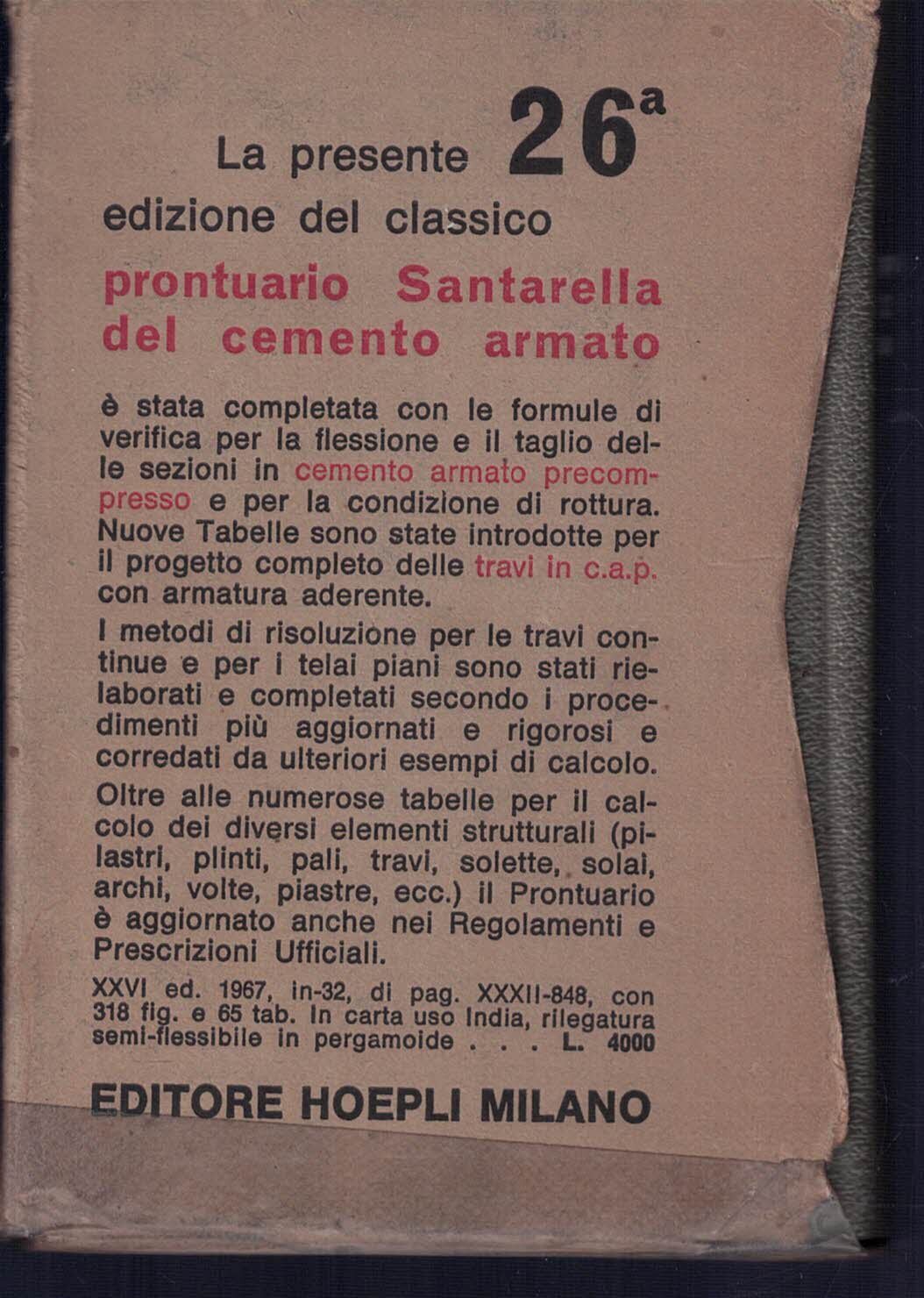 Prontuario Santarella del cemento armato