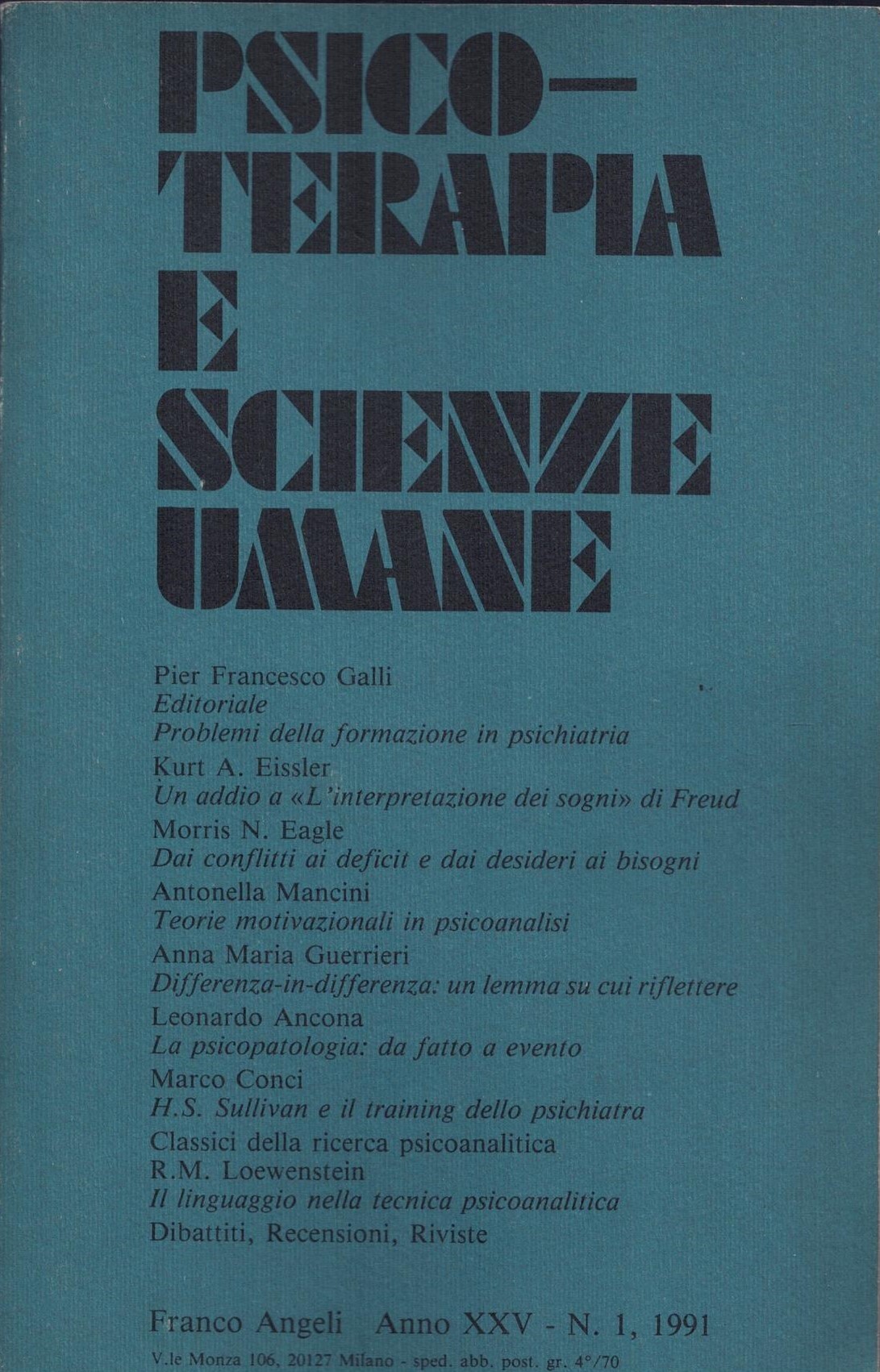 Psicoterapia e scienze umane N.1