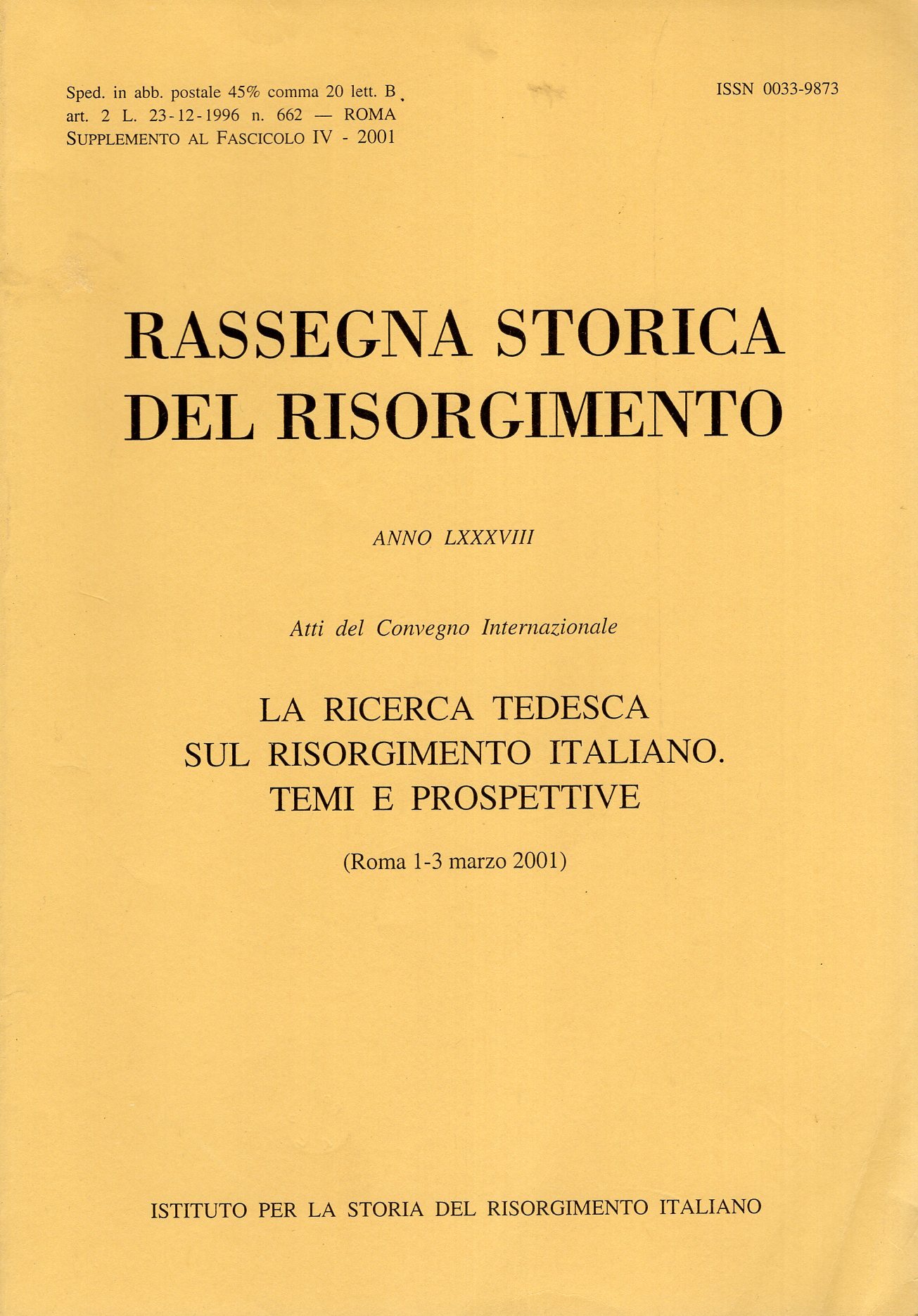 Rassegna storica del Risorgimento anno LXXXVIII ATTI DEL CONVEGNO INTERNAZIONALE …