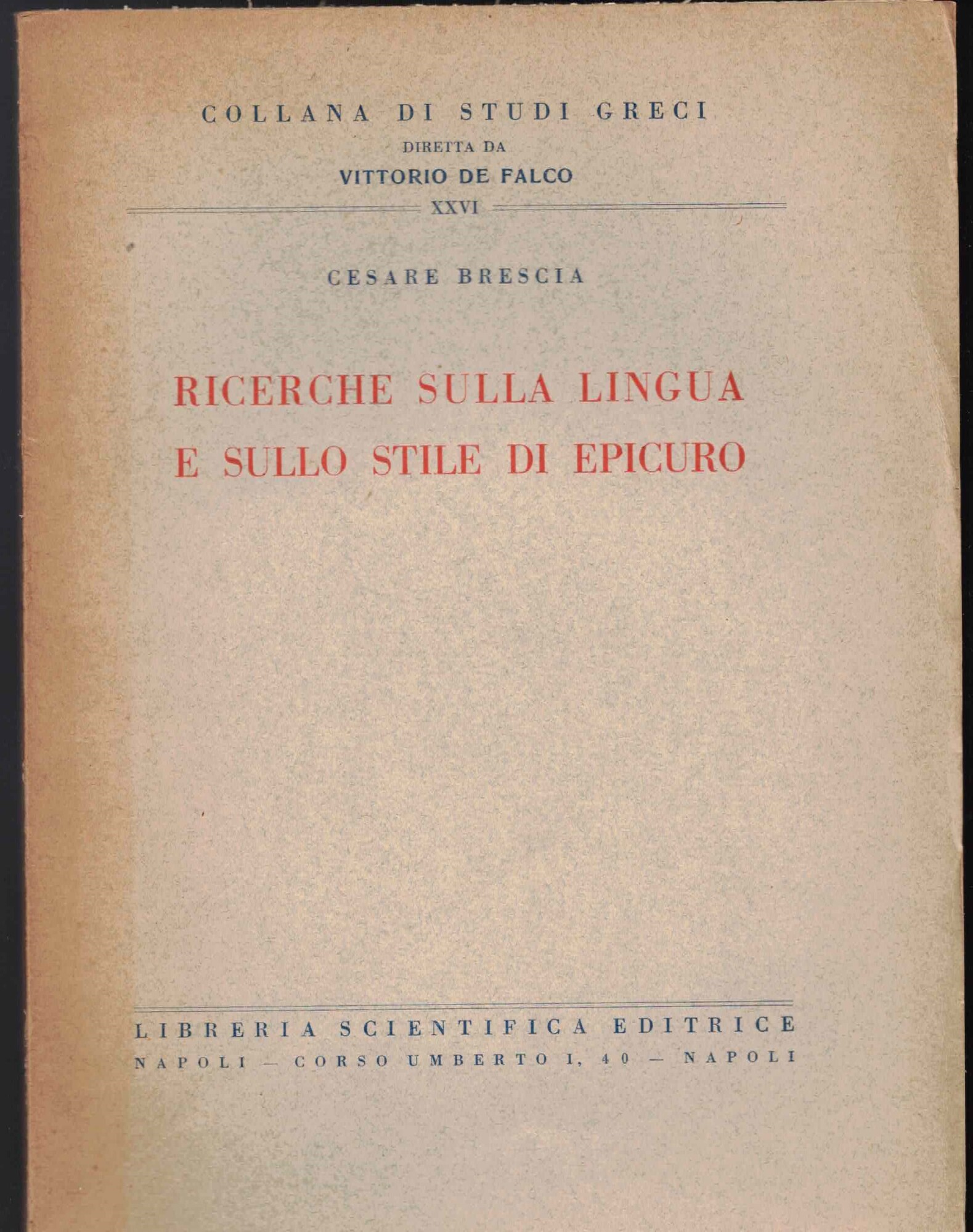 Ricerche sulla lingua e sullo stile di Epicuro