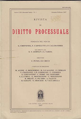 Rivista di Diritto Processuale. Diretta da: Francesco Carnelutti, Giuseppe Chiovenda, …