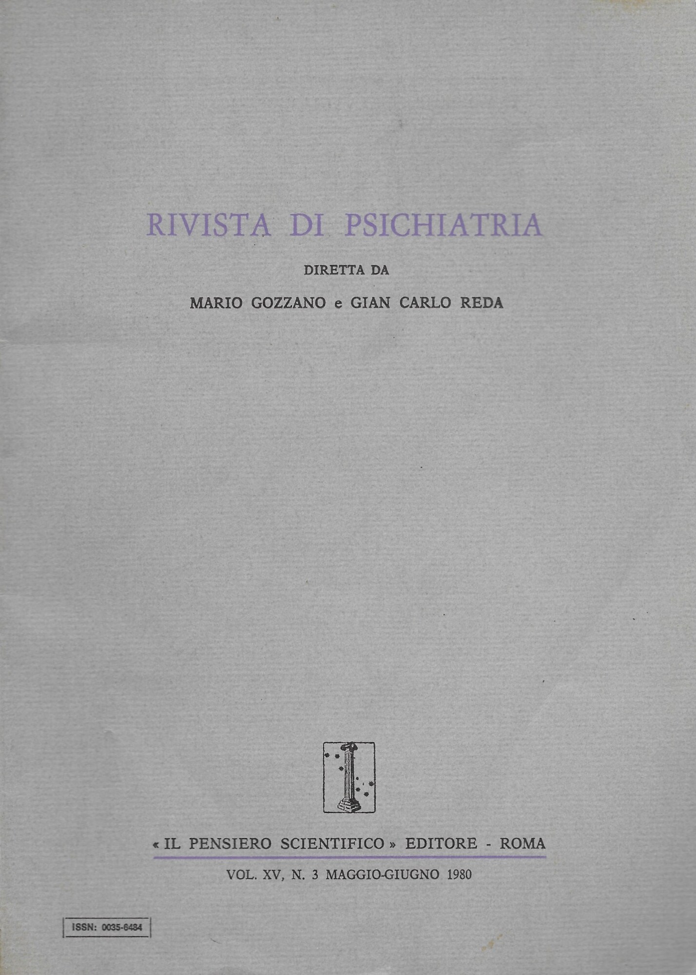 RIVISTA DI PSICHIATRIA - Vol. XV -
