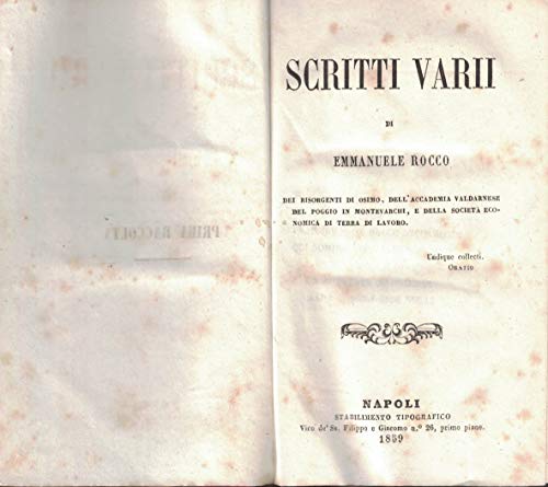 Scritti varii; dei risorgenti di Osimo, dell'accademia valdarnese del Poggio …