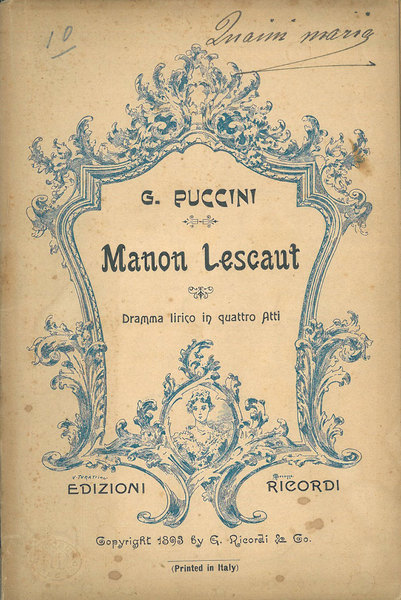 Manon Lescant. Dramma lirico in 4 atti