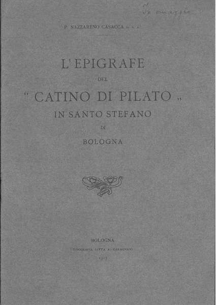 L' epigrafe del "Catino di Pilato" in Santo Stefano di …