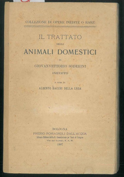 Il trattato degli animali domestici. Inedito. A cura di Alberto …