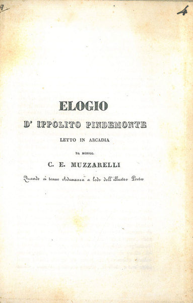 Elogio. Letto in Arcadia da Monsig. C.E Muzzarelli