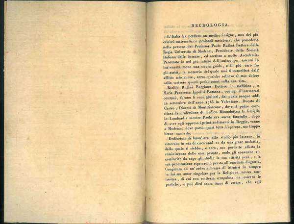 Necrologio per il Professor Paolo Ruffini.