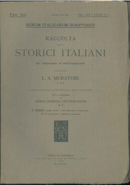 Della historia di Bologna. Parte terza. Fasc. 3 del Tomo …