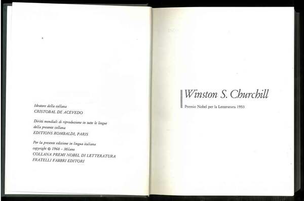 Winston S. Churchill. Premio Nobel per la Letteratura 1953.