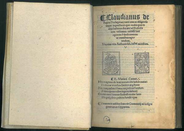 Claudianus de raptu Proserpinae: omni cura ac diligentia impressus: in …