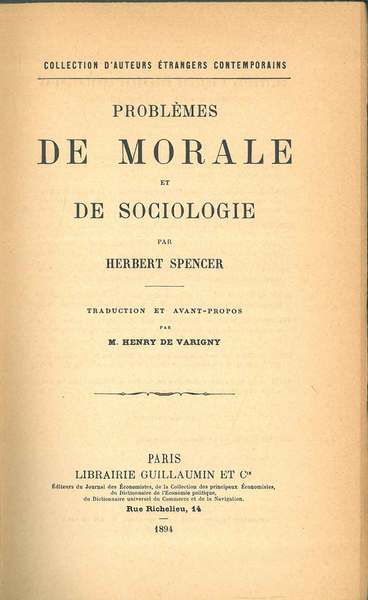 Problèmes de morale et de sociologie Traduzione e introduzione in …