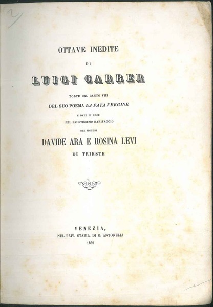Ottave inedite di Luigi Carrer tolte dal canto VIII del …