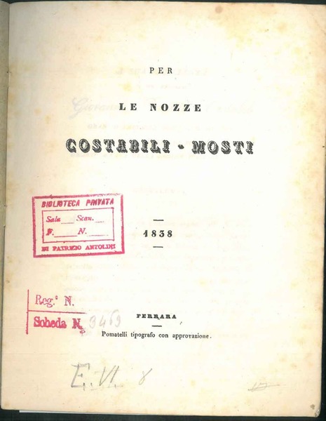 Per le nozze Costabili - Mosti.