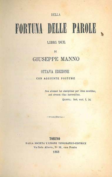 Della fortuna delle parole libri due. Ottava edizione con aggiunte …