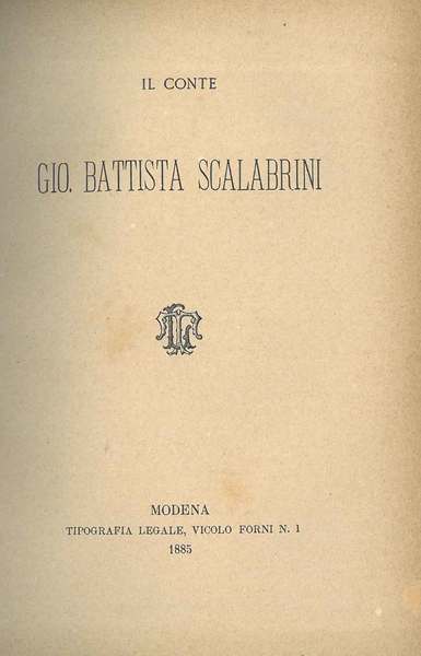 Il Conte Gio. Battista Scalabrini