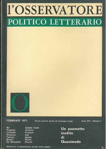 L' osservatore politico letterario. Rivista mensile diretta da Giuseppe Longo. …