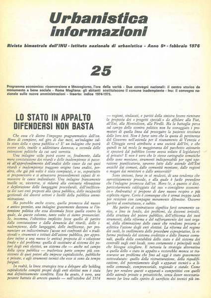 Urbanistica informazioni. Rivista bimestrale dell'INU, anno 5, n. 25, 1976