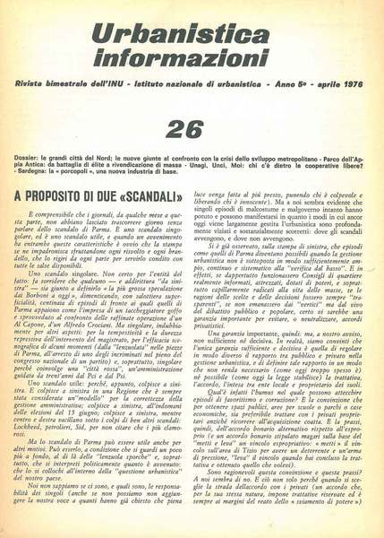 Urbanistica informazioni. Rivista bimestrale dell'INU, anno 5, n. 26, 1976