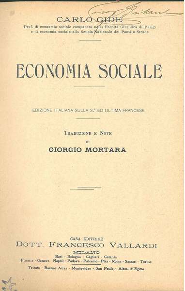 Economia sociale. Edizione italiana sulla 3° ed ultima francese Traduzione …