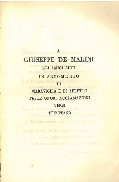 A Giuseppe de Marini gli amici suoi in argomento di …