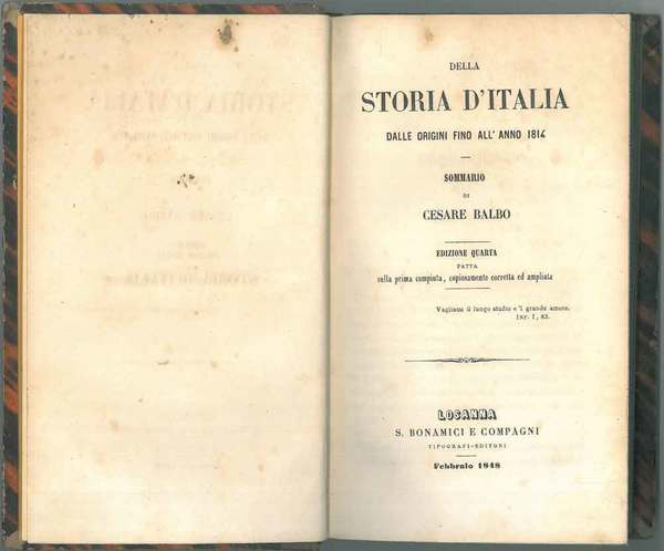 Della storia d'Italia dalle origini fino all'anno 1814. Sommario di …