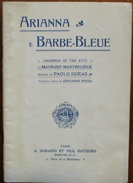 Arianna e Barbe-Bleue. Leggenda in tre atti