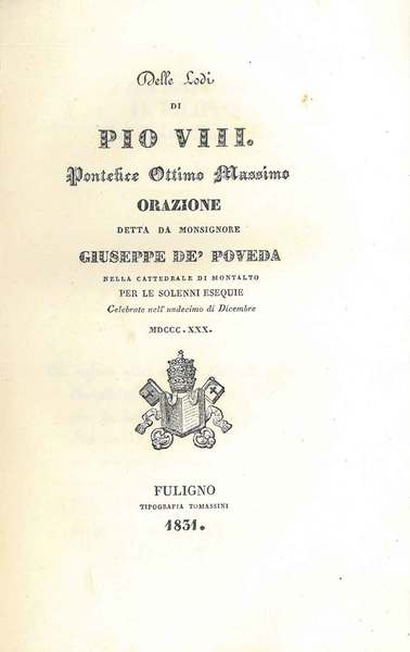 Delle lodi di Pio VII. Pontefice Ottimo Massimo