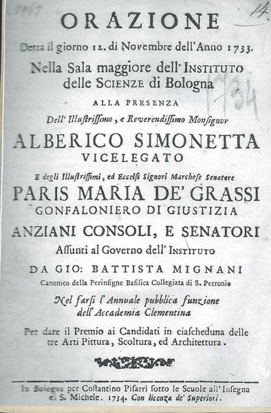 Orazione detta il giorno 12 novembre dell'Anno 1733 nella sala …