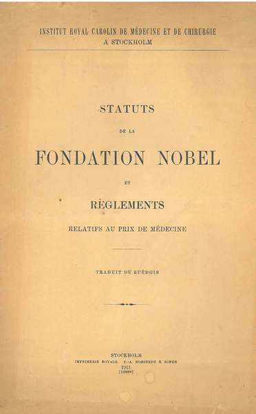 Statuts de la fondation Nobel et règlements relatifs au prix …