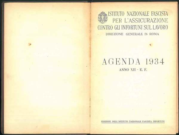 Agenda 1934 Anno XII - E.F.