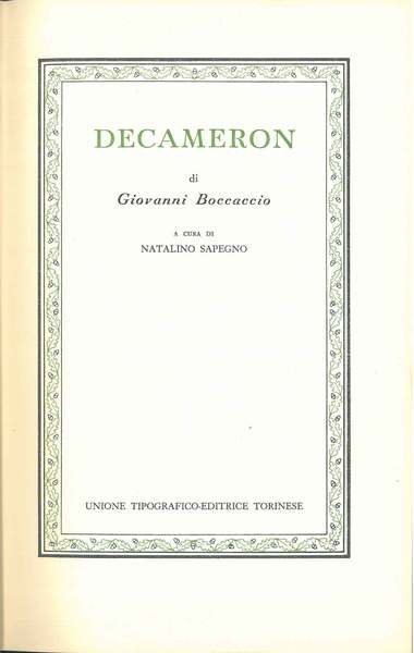 Decameron. A cura di Natalino Sapegno