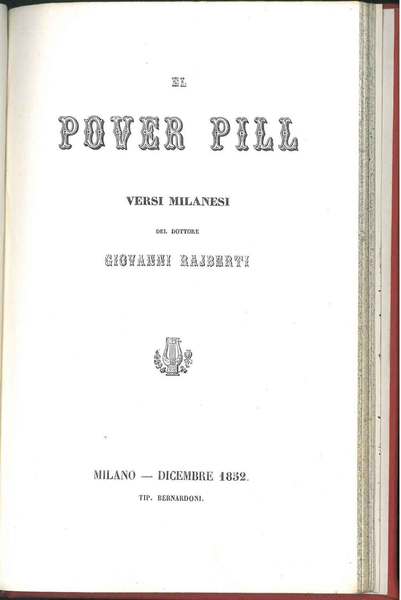 El pover Pill. Versi milanesi del dottore Giovanni Rajberti