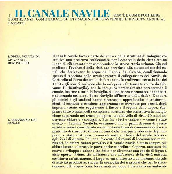 Il canale Navile, com'è e come potrebbe essere, anzi, come …