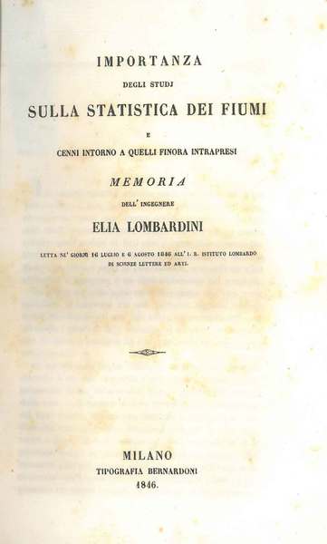 Importanza degli studi sulla statistica dei fiumi e cenni intorno …