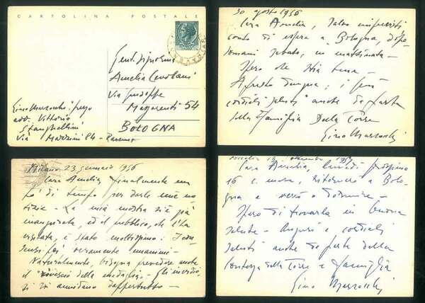 5 cartoline postali manoscritte con firma autografa, inviate ad Amelia …