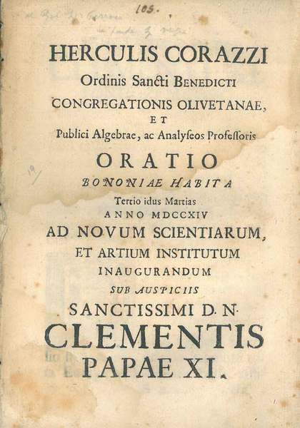 Hercules Corazzi ordinis Sancti Benedicti congregationis olivetanae et publici algebrae, …