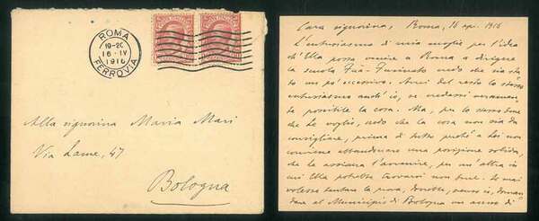 Cordiale lettera alla signorina Maria Mari con invito ad una …