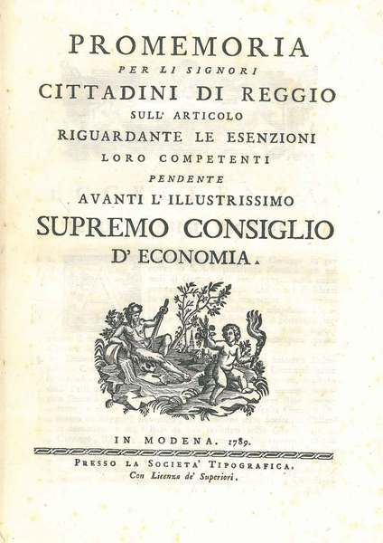 Promemoria per li signori cittadini di Reggio sull'articolo riguardante le …