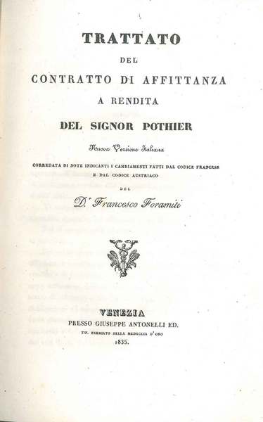 Trattato del contratto di affittanza a rendita. nuova versione italiana …