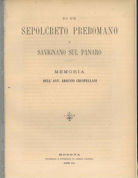 Di un sepolcreto preromano a Savignano sul Panaro