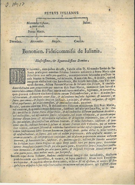 Bononien. Fideicommissi de Iulianis