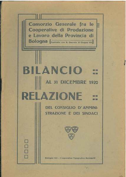 Bilancio al 31 dicembre 1920. Relazione del consiglio di amministrazione …