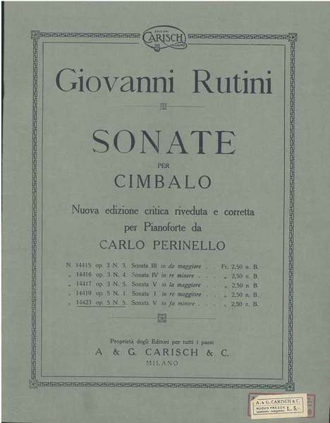 Sonate per cembalo. Nuova edizione critica riveduta e corretta per …