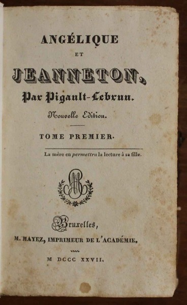 Angélique et Jeanneton. Nouvelle Edition