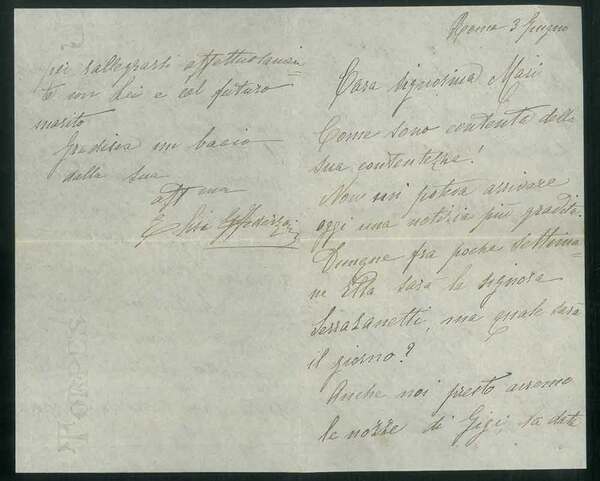 Lettera manoscritta con firma autografa a Maria Mari (Serrazanetti) Roma …