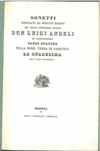 Sonetti dedicati al merito esimio del molto reverendo signore Don …